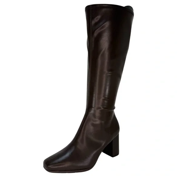 Aerosoles Micah Brown Faux Stretch Leather Knee High Womens Boots Size 9.5W - Picture 2 of 12